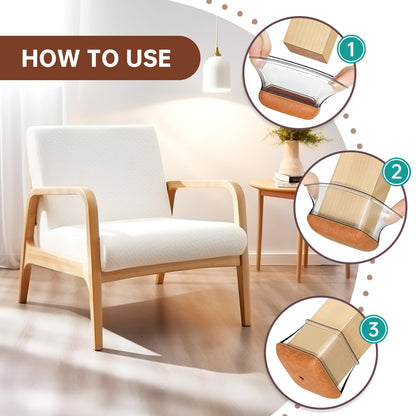 32PCS Square Chair Leg Floor Protectors with Wrapped Felt, Chair Leg Covers for Hardwood Floors, Silicone Chair Feet Furniture Pads Floor Protectors, No Noise and No Scratches(L-Clear)