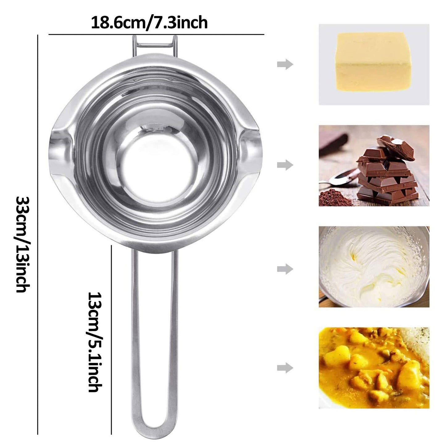 1000ML Melting Pot Stainless Steel - Double Boiler Pot for Melting Chocolate, Candy, Butter, Cheese and Candle Making