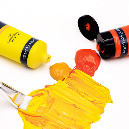 Artecho Professional Acrylic Paint Set, 8 Primary Colors (120ml / 4.05oz) Tubes, Art Craft Paints for Canvas Painting, Rock, Stone, Wood, Fabric, Art Supplies for Professional Artists, Adults, Students, Kids