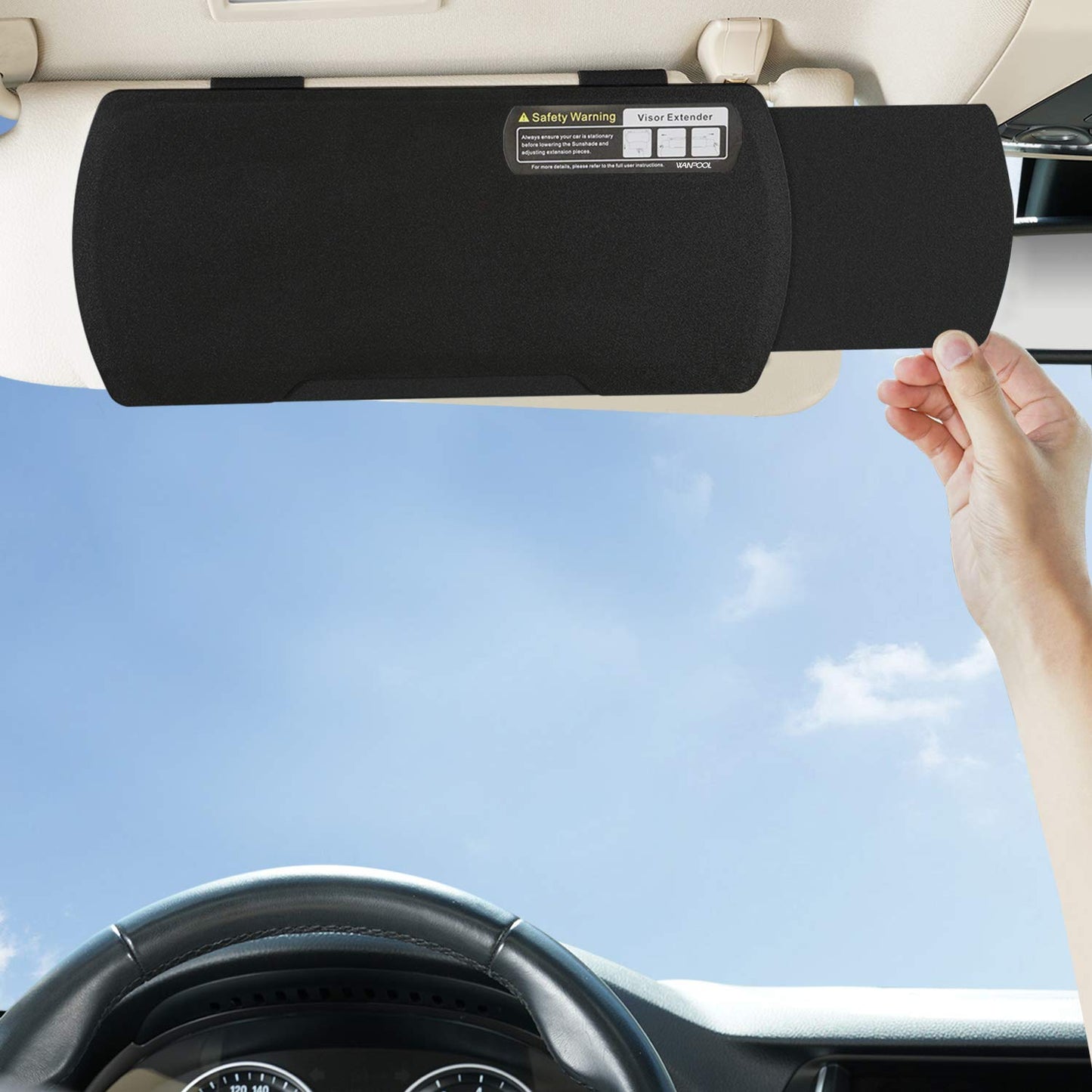 WANPOOL Car Visor Sunshade Extender, Window Shade, Anti-Glare Sun Blocker for Driver or Front Seat Passenger,1 Piece (Black)