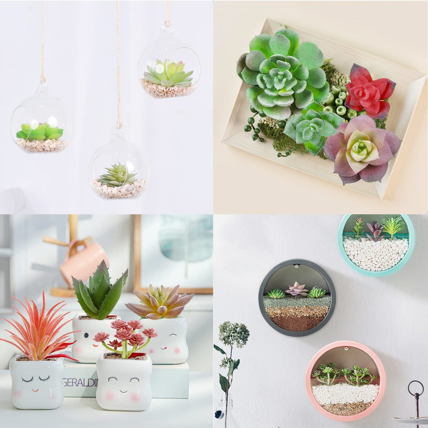 CCINEE 18pcs Mini Artificial Succulent Plant,Flocked Faux Succulent for Floral Wall Garden Arrangement Home Office Decor,Unpotted