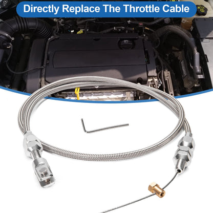 Spurtar 36" Braided Throttle Cable Kit, Compatible with 97-07 Chevrolet/Chevy LS1 Engine 4.8L 5.3L 5.7L 6.0L, 36in Accelerator Throttle Cable Repair Kit Stainless Steel Swap Fuel Line