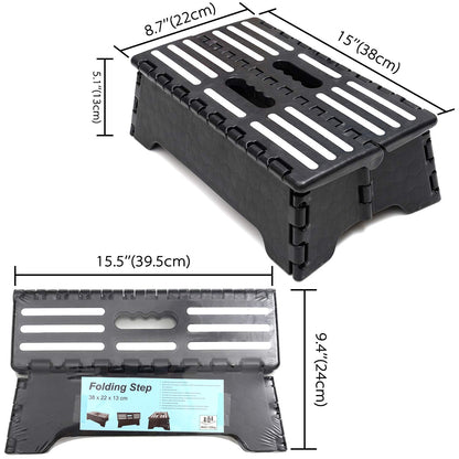 Portable Folding Step Stool, 5 inch Lightweight Anti-Skid Stepping Stool, Non-Slip Textured Grip Surface for Adults Seniors at Home, Kitchen, Bathroom, Bedroom, Closet, Holds Up to 300 Pounds Black