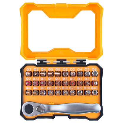 LEONTOOL 32 Pcs Mini Ratchet Set, Stubby Right Angle Screwdriver 1/4" Mini Ratchet Wrench and Screwdriver Bit Set, CR-V Steel Low Profile Reversible 72-Tooth Ratcheting Wrench for Tight Spaces