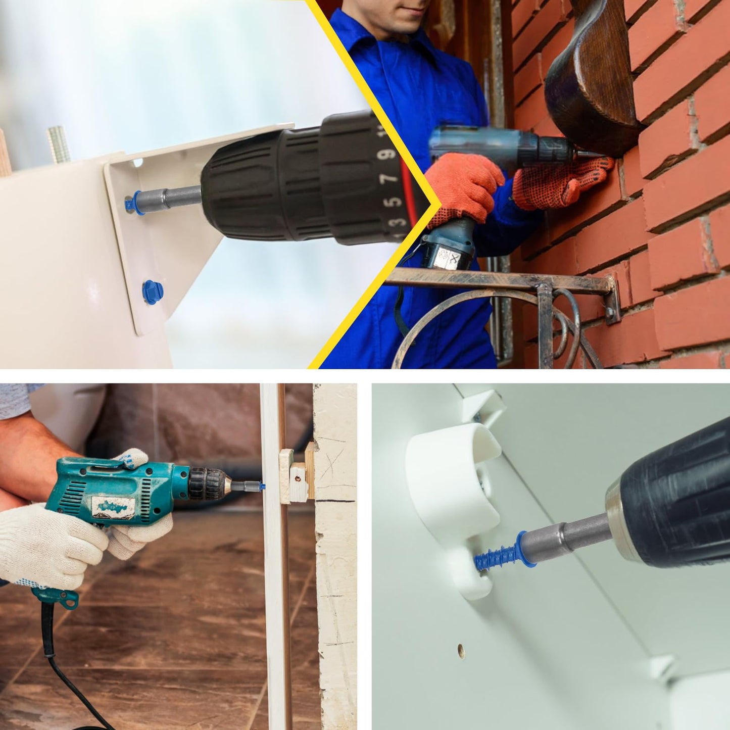 Mardatt 102Pcs 1/4” 5 Sizes Concrete Screws, Slotted Hex Washer Head Concrete Screws Anchor with Drill Bit and Hex Bit Socket, Self Tapping Masonry Screws for Anchoring to Masonry Block Brick Stucco