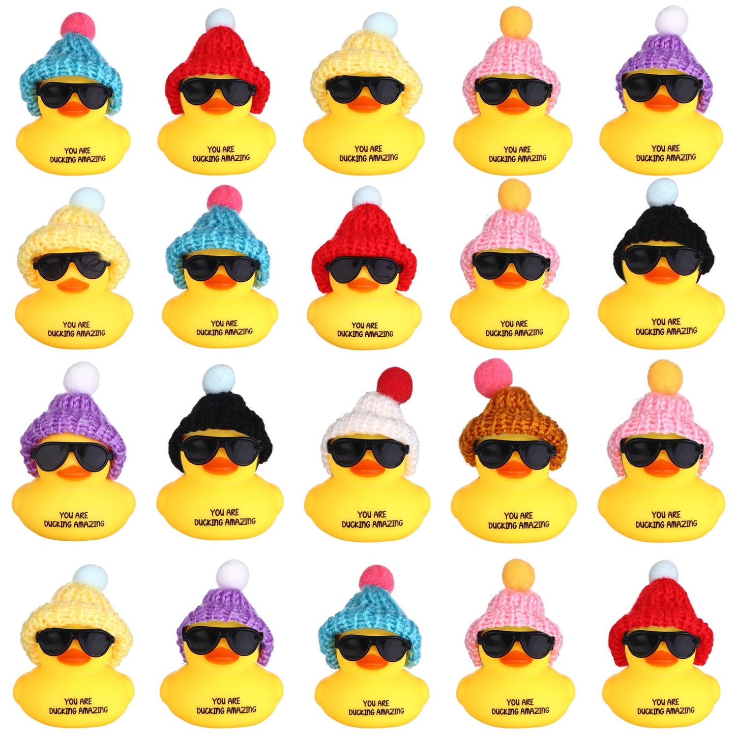 20Sets Employee Appreciation Gifts You're Ducking Awesome Pun Cards Mini Rubber Ducks with Glasses and Hats for Coworker