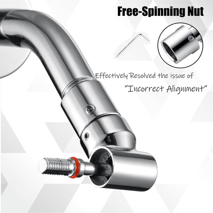 Shower Head Extension Arm, 6 Inch Adjustable Shower Arm Extender for Handheld/Fixed/Rain Shower Head, All Metal Showerhead Arm with G1/2 Universal Connector, Easy Installation, Chrome