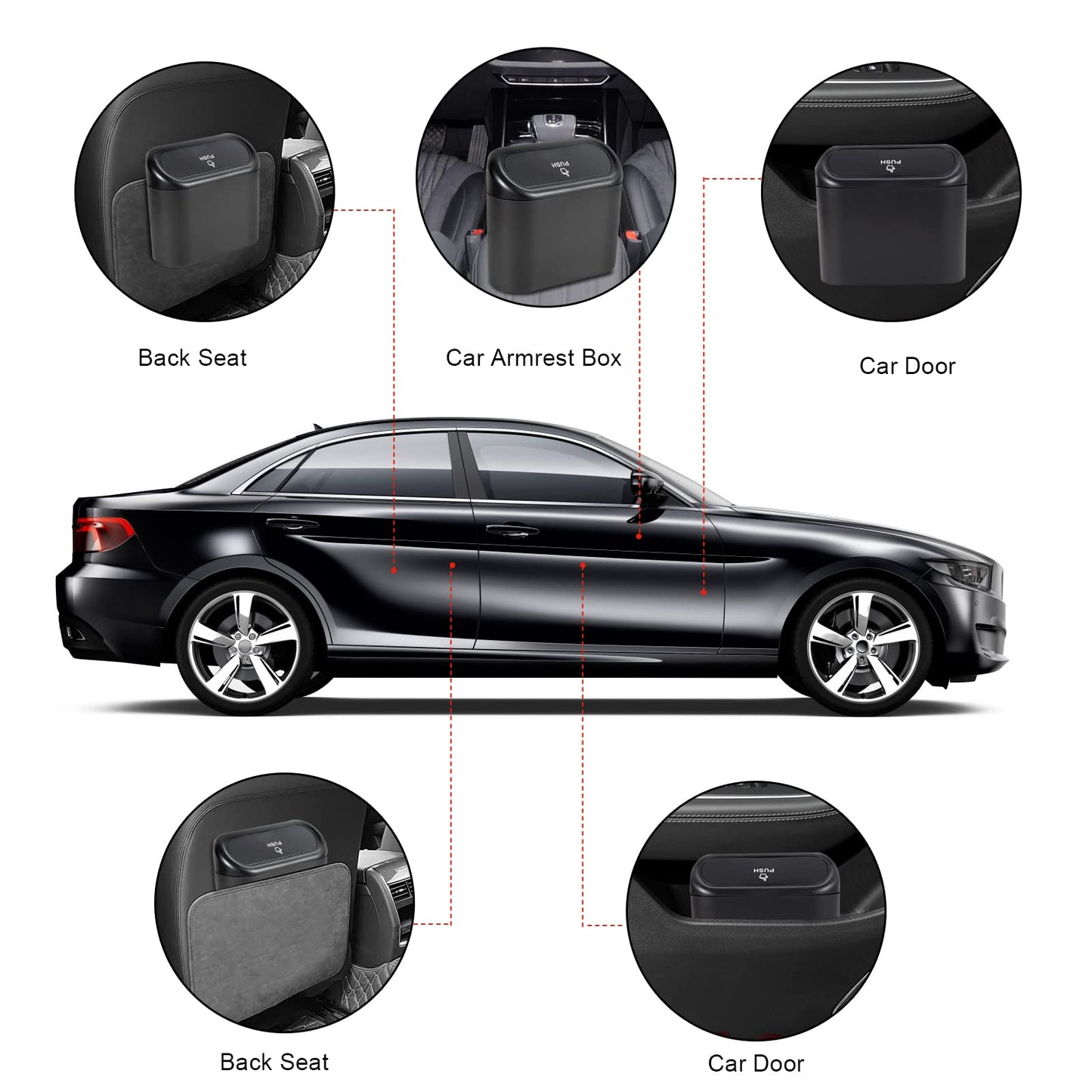 2 Packs Mini Car Trash Can Bin with Lid and 150pcs Trash Bags,Car Trash Can Bin,Car Garbage Trash Can Storage for Front Back Seat Accessories (2) (2)