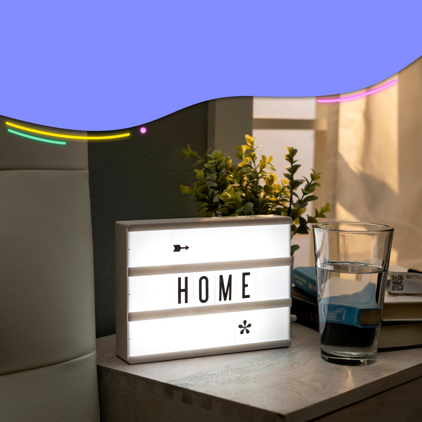 My Cinema Lightbox - The Mini Cinema Lightbox, LED Changeable Quote Sign To Create Personalized Messages, with 100 Letters, Numbers, & Symbols, USB or Battery Powered, A5 White