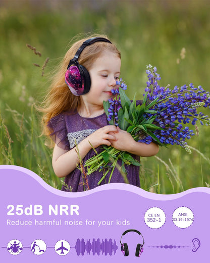 ZOHAN EM030 Kids Ear Protection Safety Ear Muffs for Concerts, Fireworks, Air Shows, Upgraded Adjustable Noise Reduction Hearing Protectors for Children Have Sensory Issues - Nebula Print