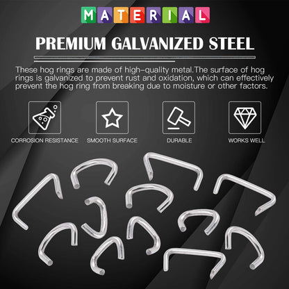 Glarks 362Pcs Hog Ring Pliers Kit with 360Pcs Steel Rings (1/2'' 3/4'' 3/8'') and Anti-Cutting Gloves for Upholstery, Fencing, DIY Craft, Furniture and More