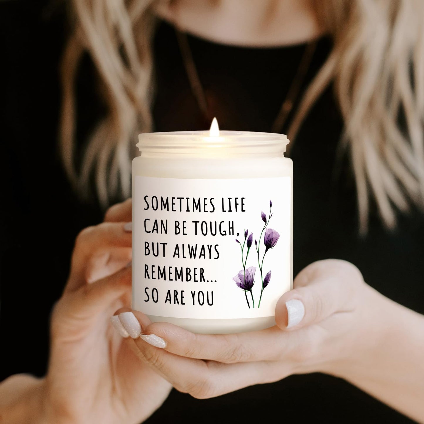 Shqiueos Birthday & Christmas Get Well Gifts for Women, Cancer Care Gifts for Women Inspirational Candle 7oz, Sympathy Gifts, Cheer up, Comfort, Surgery Recover, Encouragement Lavender Scented Candle