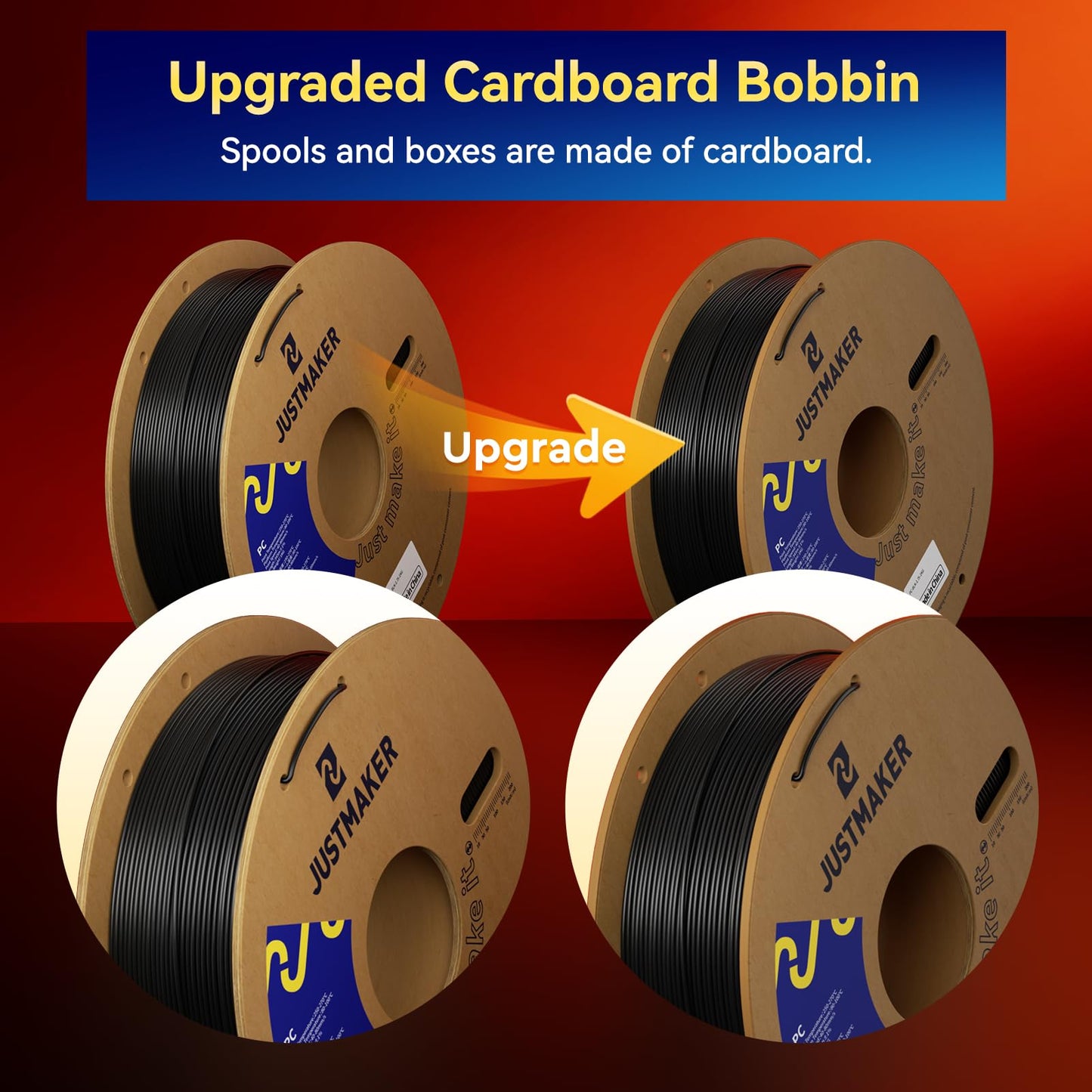 PC 3D Printer Filament, High Temperature Resistant, Low Warpage, Upgrade Cardboard Spool, 1kg, Dimensional Accuracy +/-0.03mm, 1.75mm, Transparent White