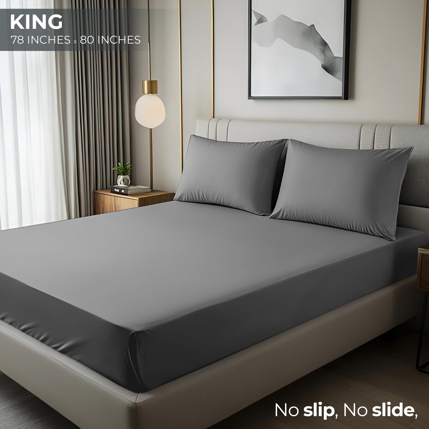 Utopia Bedding King Fitted Sheet - Bottom Sheet - Deep Pocket - Soft Microfiber -Shrinkage and Fade Resistant-Easy Care -1 Fitted Sheet Only (Grey)
