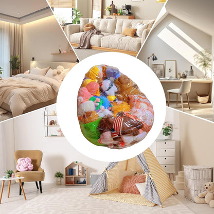 Quhoxdye Clear Extra Large 150L Bean Bag Chair Cover for Stuffed Animal Storage，organizing plush toysWaterproof Toy Organizer & Soft Plush Toys Holder Seat, (Chair Cover Only, No Filler Included)