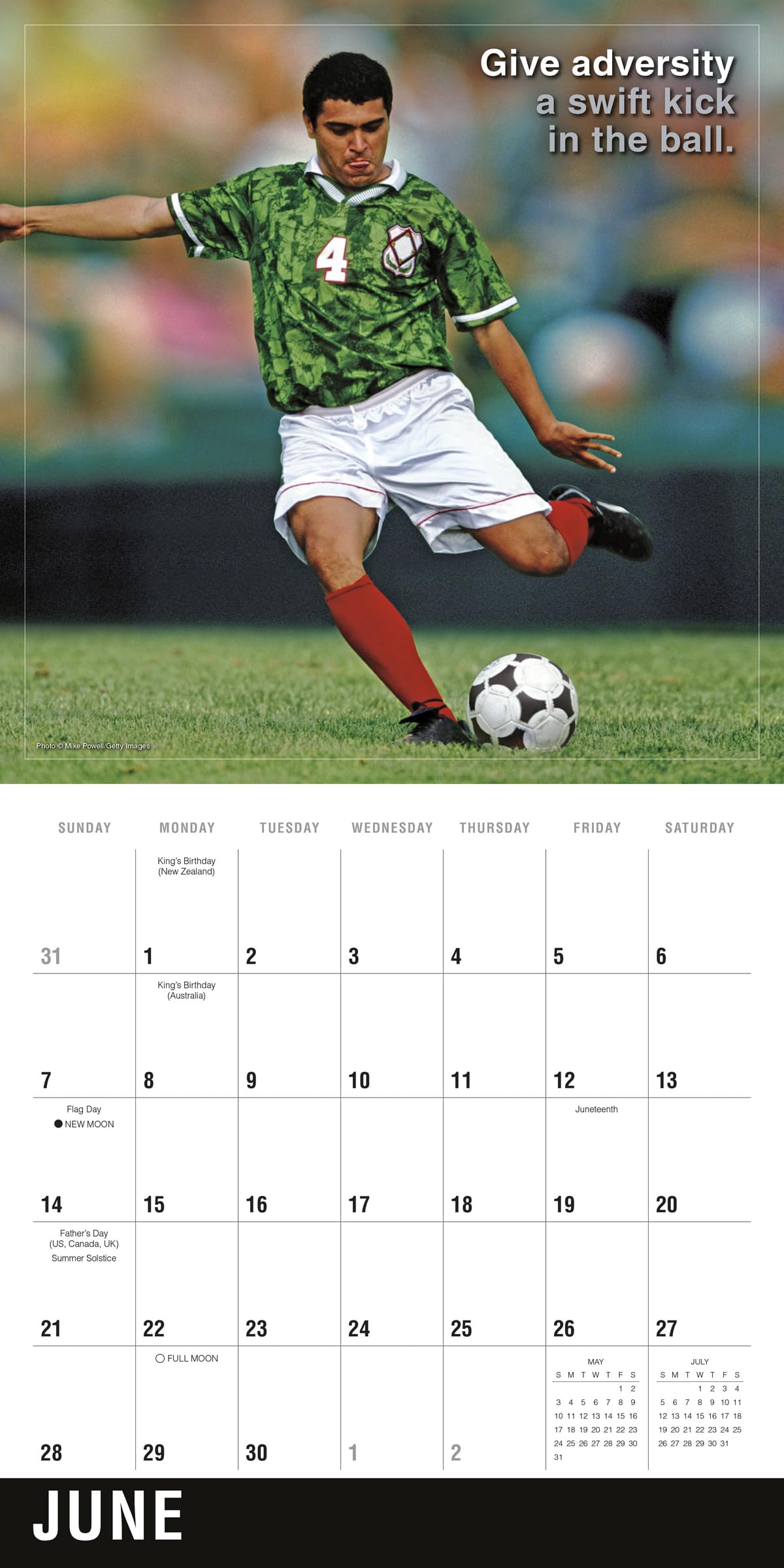 Soccer 2026 Wall Calendar, 16-Months Sports Calendar, 12" x 12"