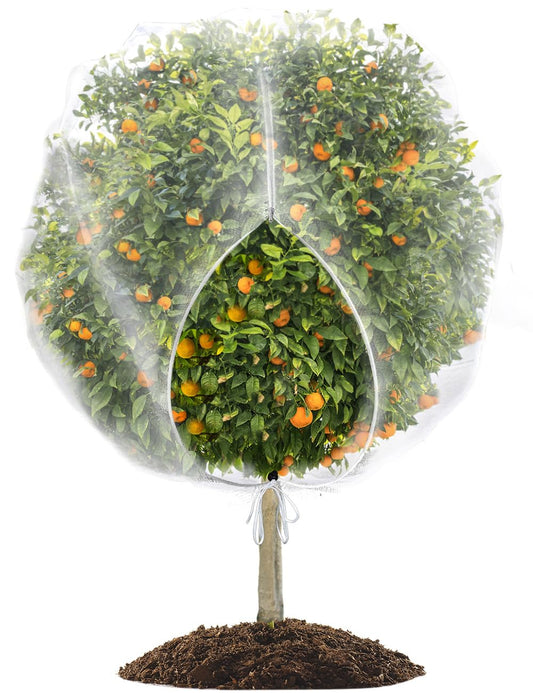 wohohoho 8 x 8ft Large Fruits Tree Netting, Insect Bird Barrier Tree Net with Drawstring and Zipper, Plant Cover Fruit Tree Protection to Prevent Tomato Blueberry Vegetables from Squirrels Birds