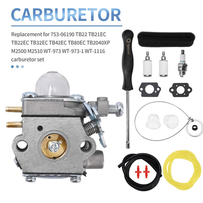 753-06190 Carburetor Replacement Fit for Troy Bilt TB22 TB21EC TB22EC TB32EC TB42EC TB80EC TB2040XP Trimmer Weed Eater Murray M2500 M2510 Brushcutter with Screwdriver Spark Plug Carburetor Kit