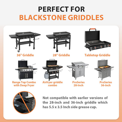Rushare 40 Pack Drip Pan Liners for Blackstone 17"/22"/30"/28"/36" Griddle, Grease Cup Liners for Blackstone 5017, Disposable Aluminum Foil Drip Pan Liner, 8 x 3.7 Inch