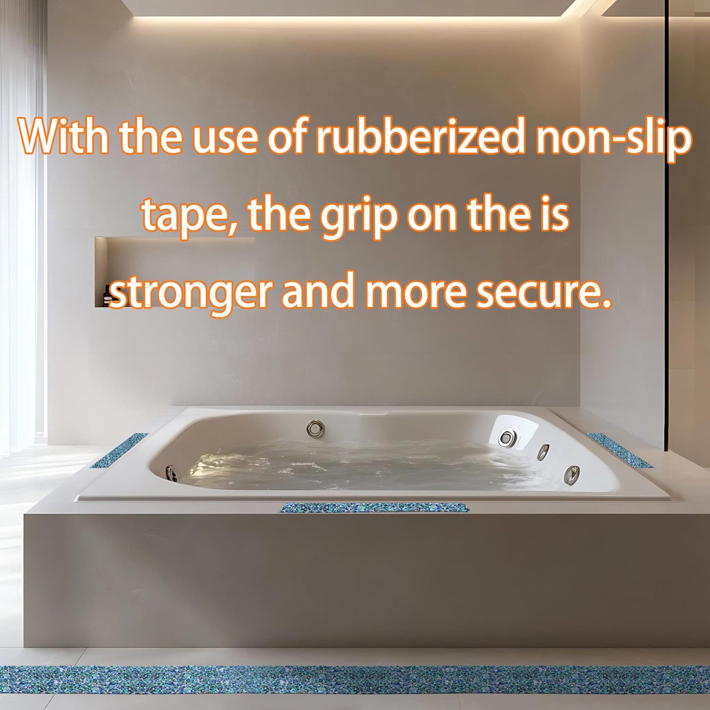 QILIMA Pool Tape Waterproof 10cm x 5m-Blue, Outdoor/Indoor Waterproof, Anti Slip Stair Strips for Outdoor Steps, Non Skid Rubber Grip Tape for Trails, Bathroom, Shower