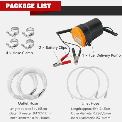 DASBET 12V 60W Oil Change Pump Extractor, Diesel Fluid Transfer Pump Kit with 2 Hose Sets for Truck, RV, Boat, ATV, Motorcycle, Car, Jet Ski - Scavenge Oil Suction Pump