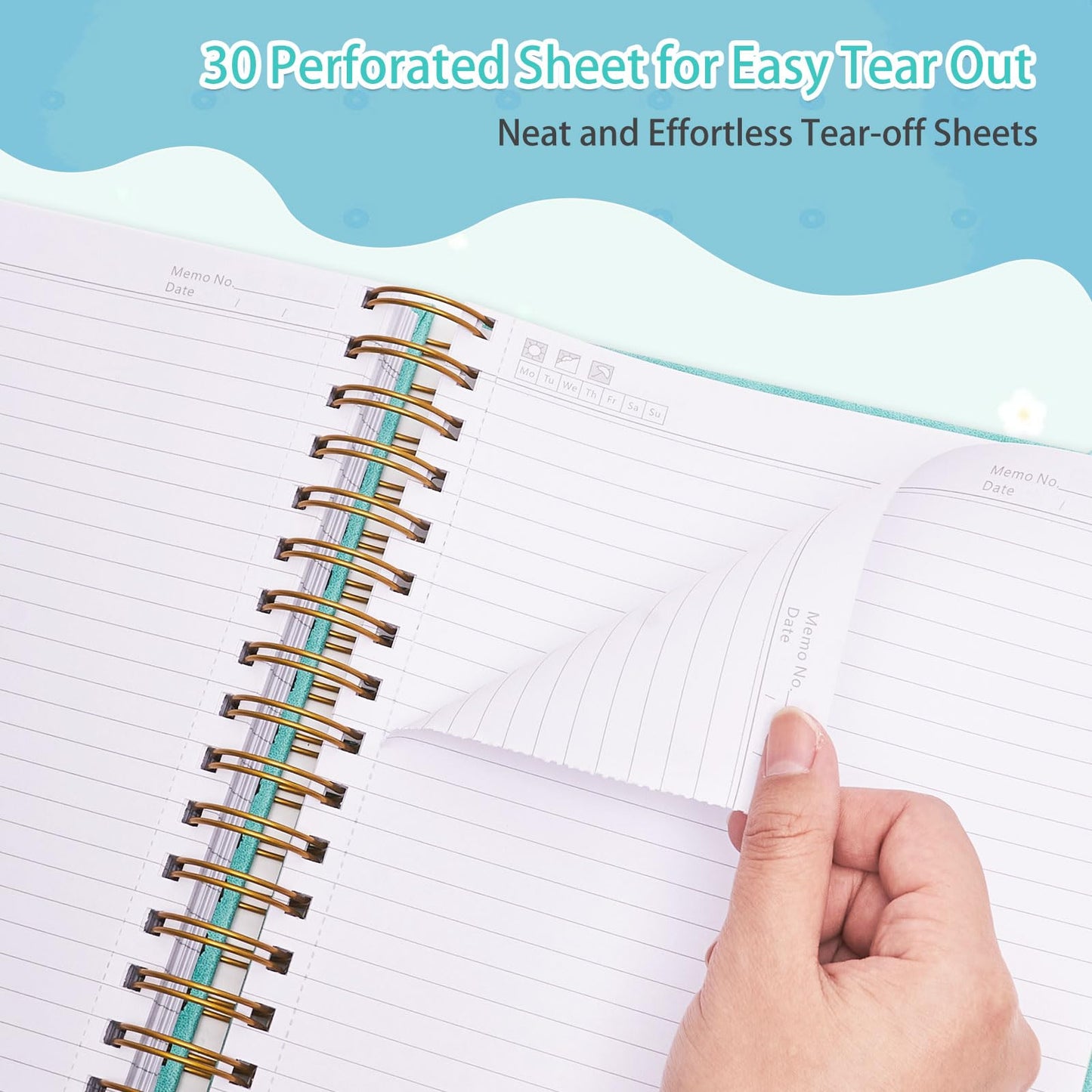 Spiral Notebook, 365 Page Hardcover Leather Notebook Journal, Large B5 Lined Journal for Women Men, College Ruled Notebooks for Work School, Journals for Writing, 24pcs Index Tabs, 8" x 10", Green