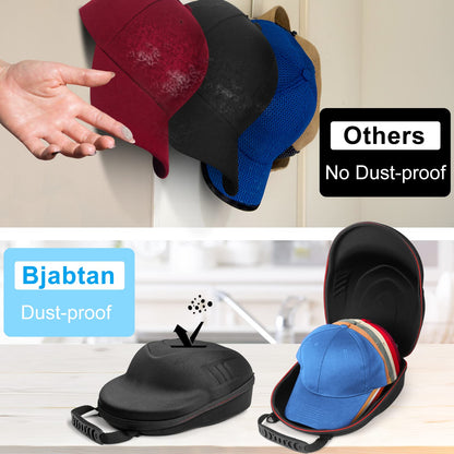 Bjabtan Hard Hat Case for Baseball Caps, Baseball Hat Organizer with Carrying Handle & Shoulder Strap, Hat Carrier Case for Travel, Baseball Hat Organizer Holder for 6 Baseball Caps