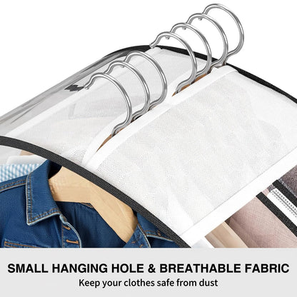 Clear Garment Bag For Hanging Clothes 50" Longth- 4 Pack 10" Gusseted Suit Bags For Closet Storage, Plastic Clothes Storage Bag For Suit Coat Dress, fur, Clothes Cover For Open Closet