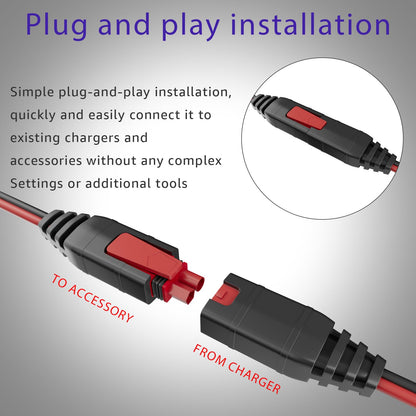 Basysion Compatible with NOCO GC004 X-Connect 10-Foot Extension Cable Wire Harness Replacemen,Compatible with Genius Smart Battery Chargers Accessory