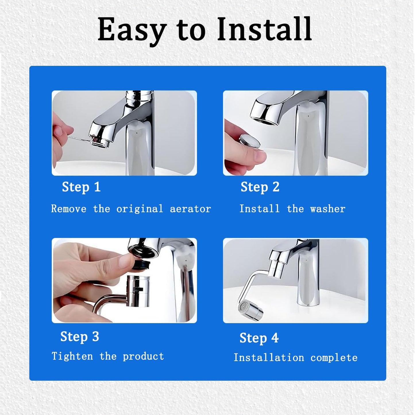 2Pcs 1080° Rotating Faucet Extender Aerator, Big Angle Swivel Extender Sink Attachment, New U Shaped Faucet Aerator for Sink Faucet, 2 Modes Sprayer - Aerator Mode & Rinse Mode
