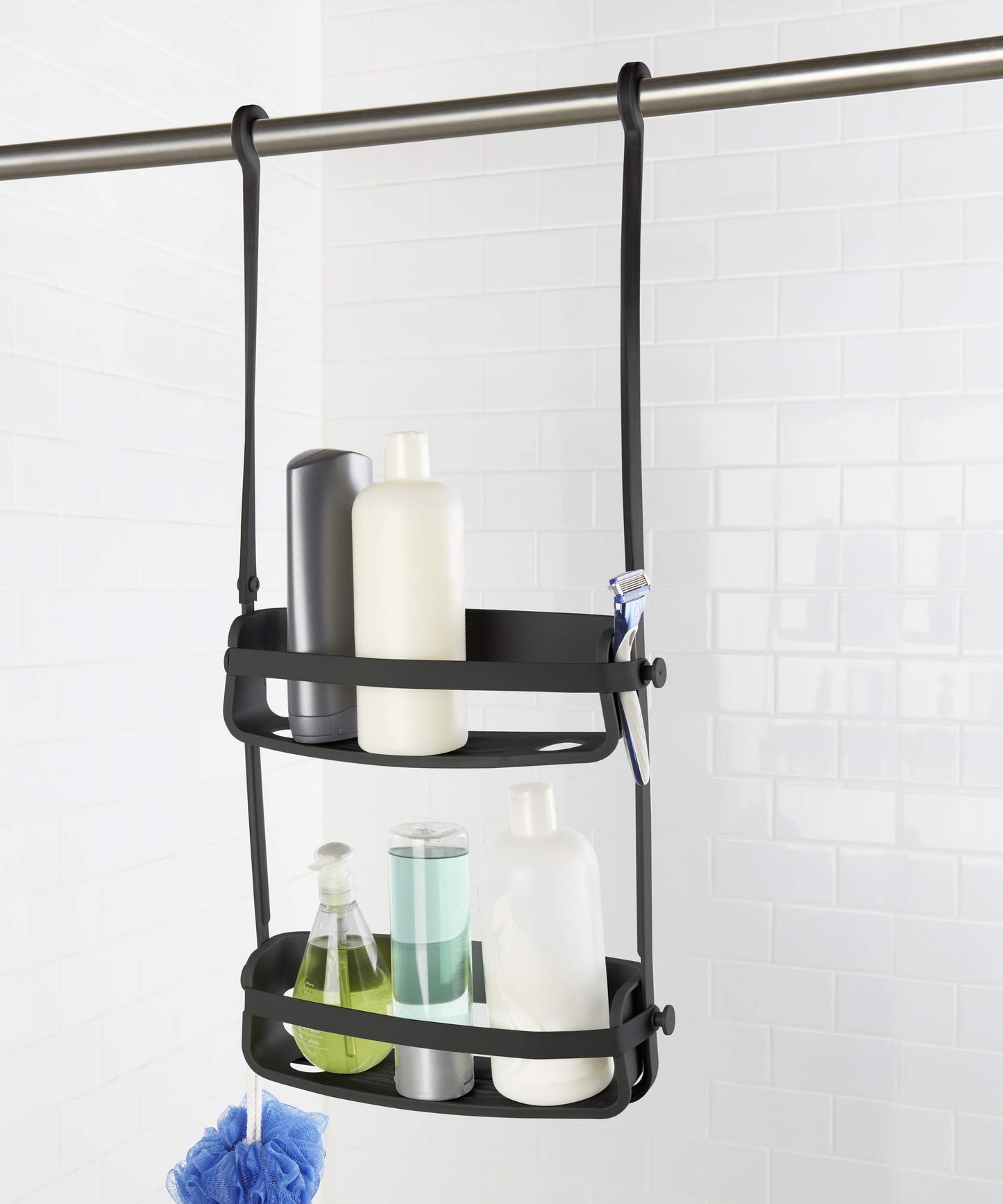 Umbra Flex Shower Storage Accessories with Patented Gel-Lock Technology Suction Cup, Black