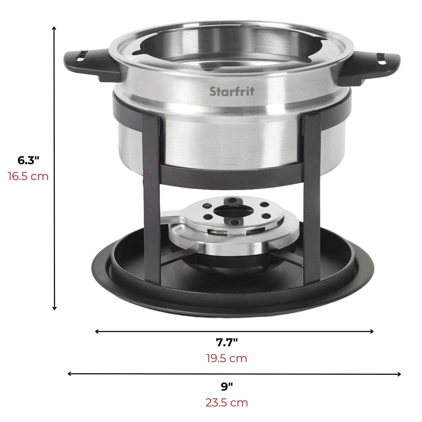 Starfrit Fondue Set - 3-in-1 Meat, Cheese, Chocolate - 12-Piece - Adjustable Safety Burner - 1.6 L Capacity