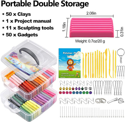 CiaraQ Polymer Clay-Oven Baked Modeling Clay with Sculpting Tools, 50 Colors, 2.8 lbs