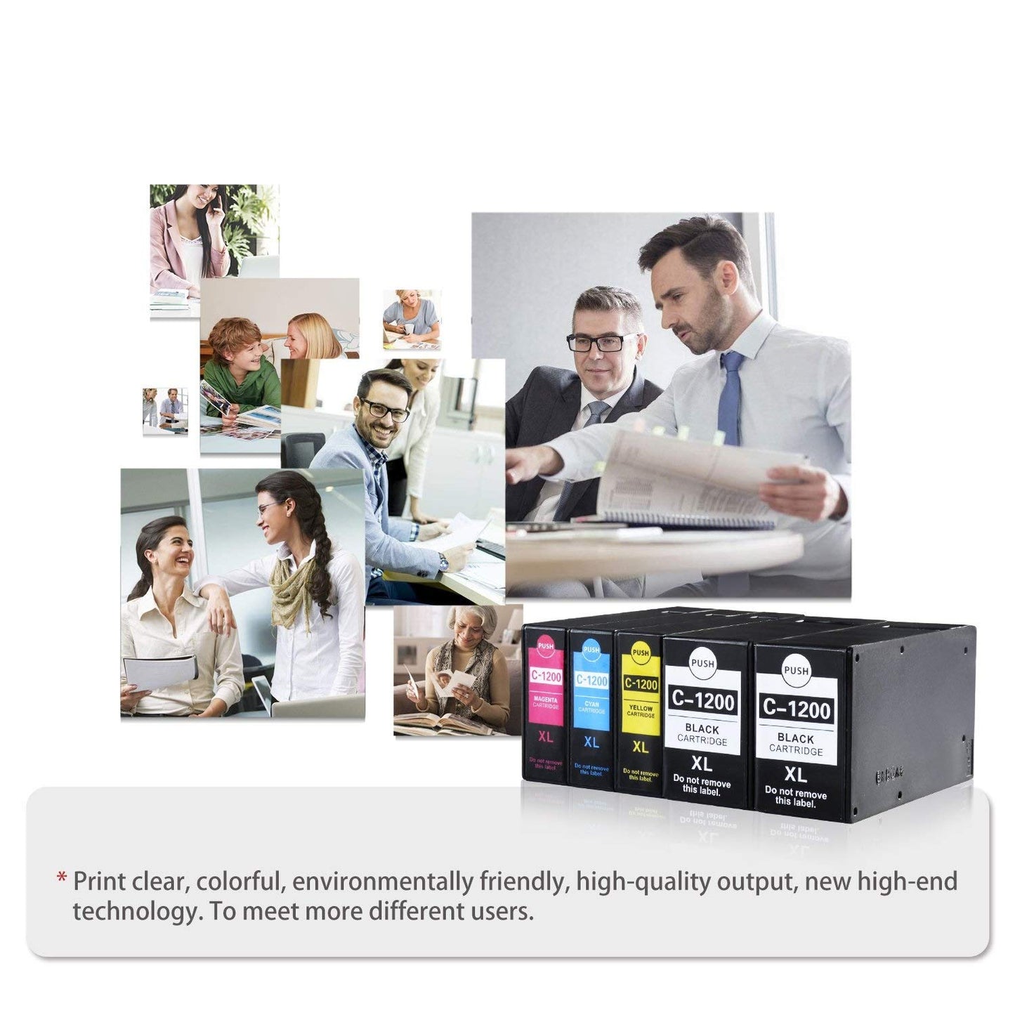 5P PGI- 1200 XL Compatible Ink Cartridge, Pigment Ink Tank Replacement for Canon PGI-1200XL (2 Black, 1 Cyan, 1 Magenta, 1 Yellow), Compatible with Canon Inkjet Printer Models Maxify MB2320 MB2720 MB2020 MB2120 MB2350 MB2050