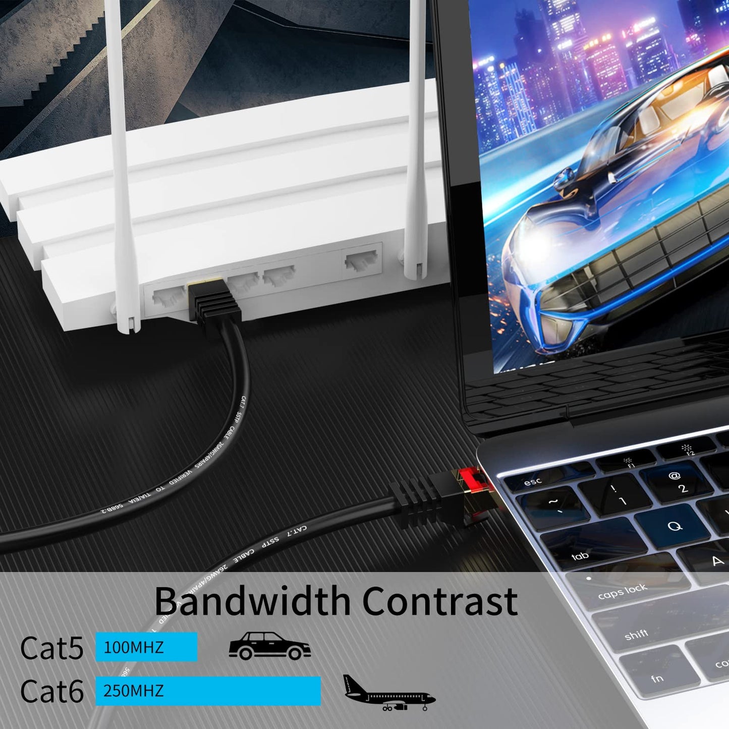 Abireiv Cat6 Outdoor Ethernet Cable 65ft,Outdoor Shielded Grounded UV Resistant Waterproof Buried-able Network Cord Compatible for Ca6/Cat5/Cat5e,for Game,Router,LAN,TV