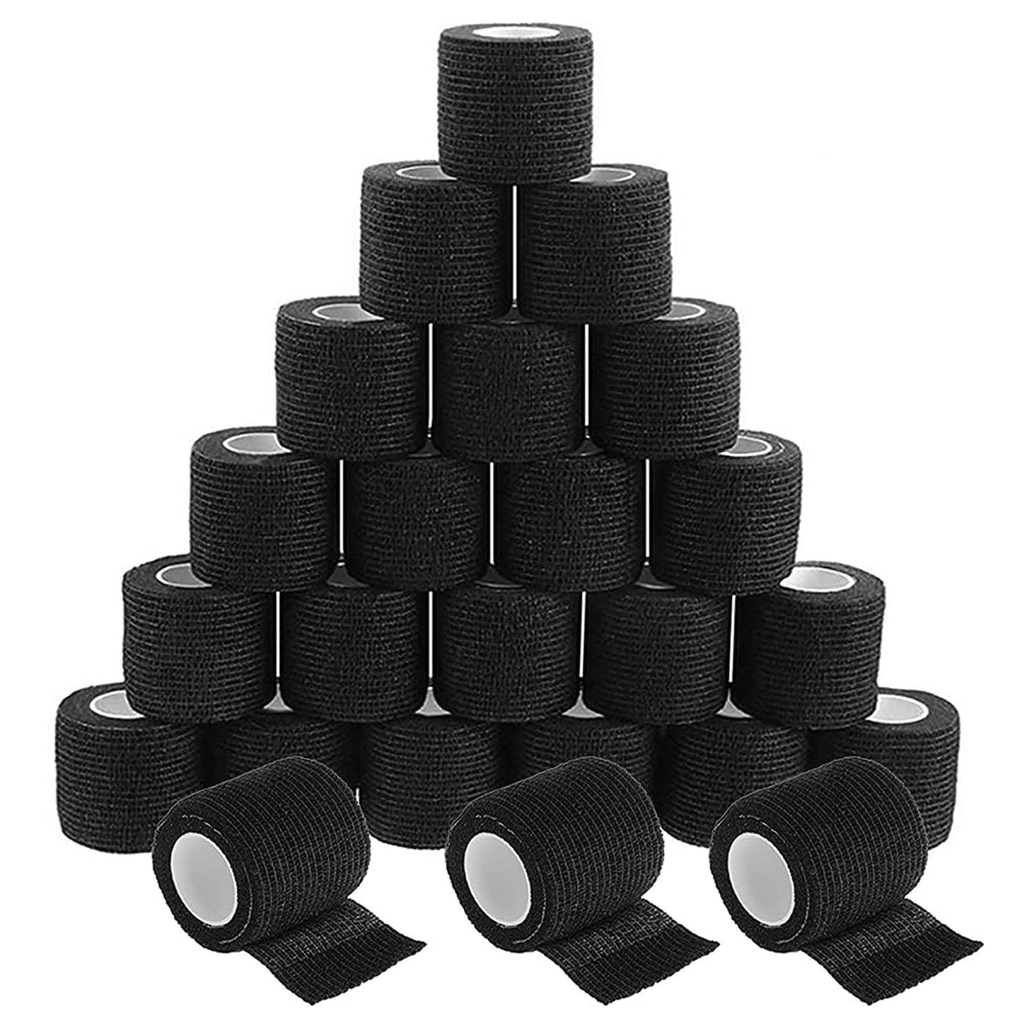 WZPB Tattoo Grip Tape - 24 Pack Grip Wrap Cover Disposable Tape Self-Adhesive Bandage Grip Tape for Tattoo Machine 2" x 5 Yards Black