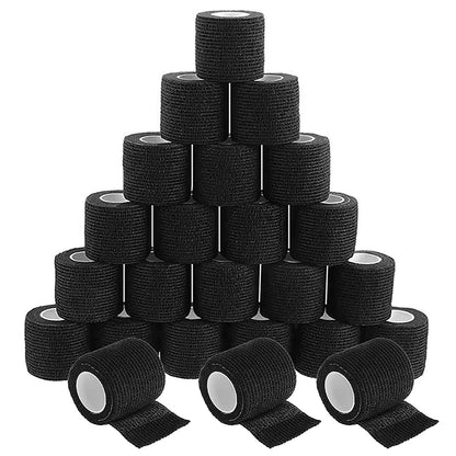 WZPB Tattoo Grip Tape - 24 Pack Grip Wrap Cover Disposable Tape Self-Adhesive Bandage Grip Tape for Tattoo Machine 2" x 5 Yards Black