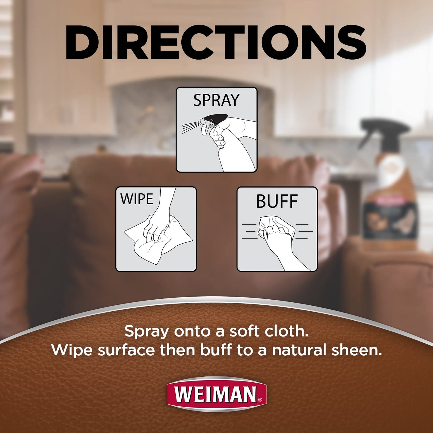 Weiman 3-in-1 Leather Cleaner, Conditioner & UVX Protector for Cars, Furniture, Auto Interior, Shoes, Purses & Handbags - 2 Pack with Microfiber Towel Included