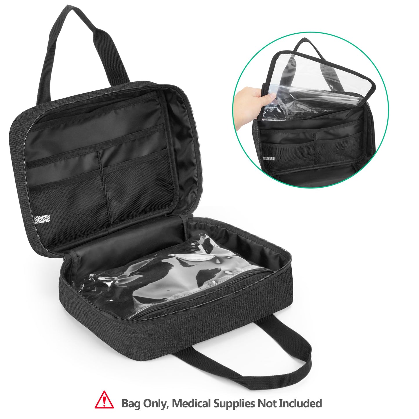 CURMIO Small First Aid Bag, Empty Emergency Trauma Kit Organizer Bag for Hiking, Camping, Car, Travel, Home and Outdoor, Accessories Not Included, Empty Bag, Black