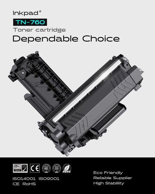 [with Chip] TN760 2PK Toner Cartridge Replacement for Brother High Yield TN-760 TN730 Toners| Compatible with DCP-L2550DW HL-L2350DW HL-L2370DW HL-L2390DW HL-L2395DW MFC-L2750DW
