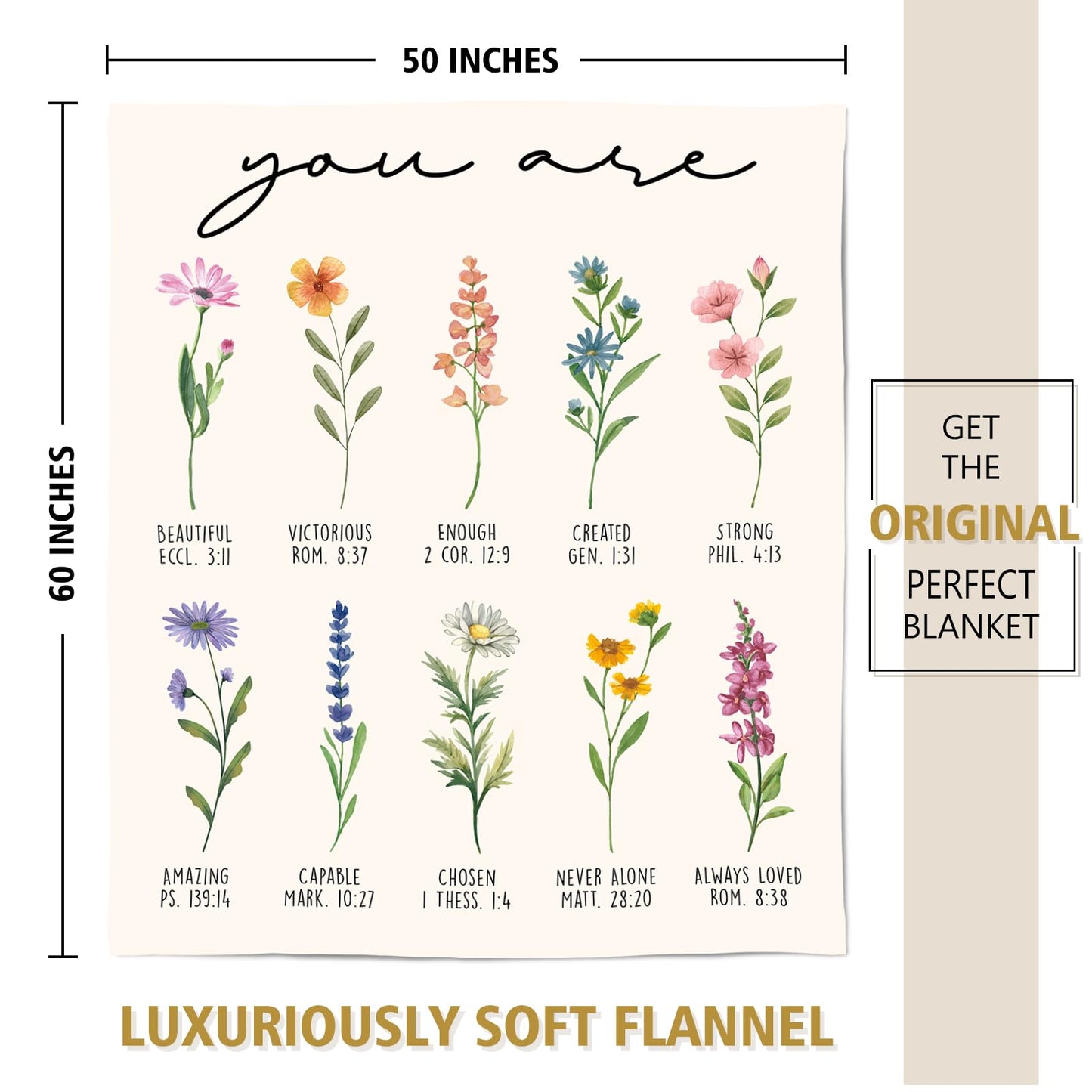 Afterprints Christian Gifts for Women, Christian Blanket with Flowers, Birthday Gifts for Women, Inspirational, Religious Gifts for Sister, Friend, Daughter, Mom, Soft Throw Blankets 50'' x 60''