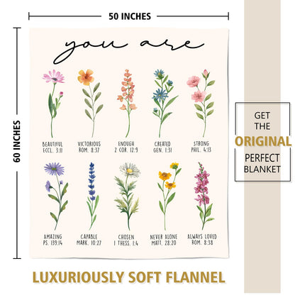 Afterprints Christian Gifts for Women, Christian Blanket with Flowers, Birthday Gifts for Women, Inspirational, Religious Gifts for Sister, Friend, Daughter, Mom, Soft Throw Blankets 50'' x 60''
