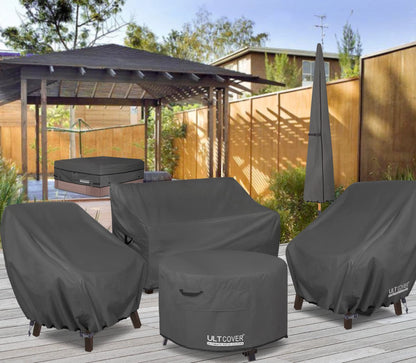 ULTCOVER Patio Fire Pit Table Cover Round 32 inch Outdoor Waterproof Fire Bowl Cover, Black