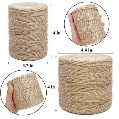 1000FT Jute Twine Rope 3mm Natural Thick Garden Twine String Heavy Duty for Gardening Bundling Crafts Arts Gift Wrapping Packing Material Wedding Christmas Decoration Bulk