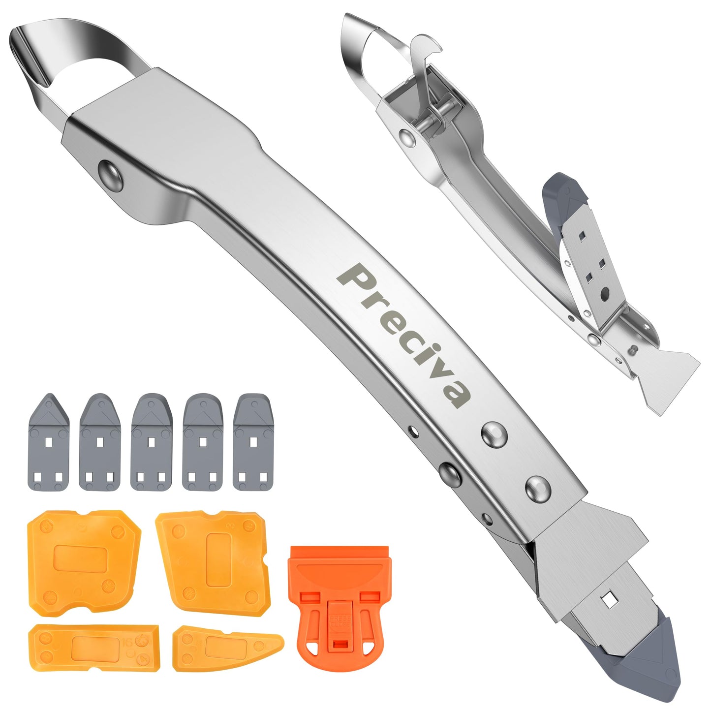 Caulking Tool kit, Preciva 11 in 1 Sealant Finishing Tool, Stainless Steel, Sealants Removal Grout Scraper and Smoothing Tool kit for Kitchen Bathroom Window Sink Tile Joint