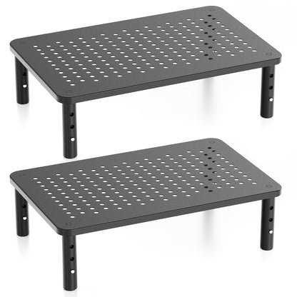 Canyora Computer Monitor Stand Riser for Desk, 3 Height Adjustable PC Laptop TV Desktop Monitor Stand Shelf, Metal Short Printer Table, Stand Riser for Desk, Office Desk Organizers and Accessories, 2 Pack