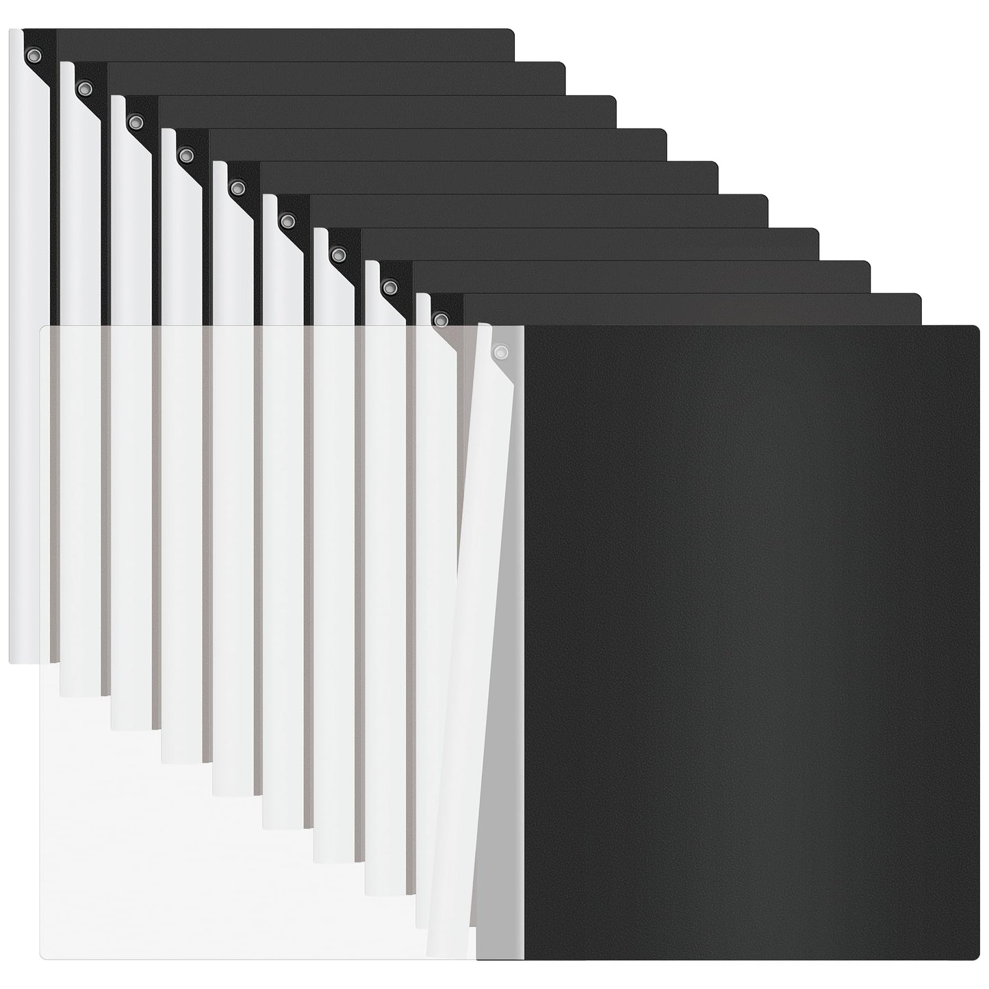 Dlicoda Report Covers with Swing Clip, 10 Pack Clear Front Presentation folders for A4/Letter Size, 8.9'' x 11.9'', 40 Sheet Capacity, No Punch Needed (Black)