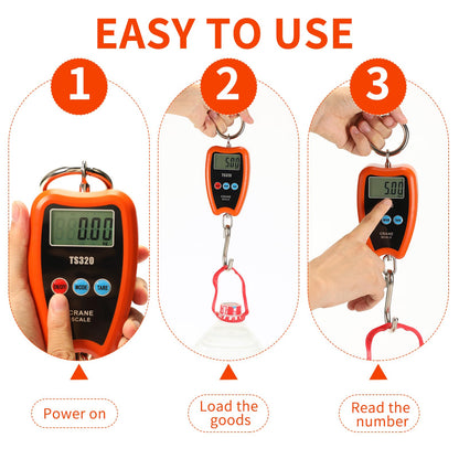 Outmate Digital Crane Scale 300kg/660lbs 200kg/440lbs with LED Handheld Mini Hanging Scale for Garage Farm Hunting Fishing Etc(200kg/Plastic Shell/Orange)