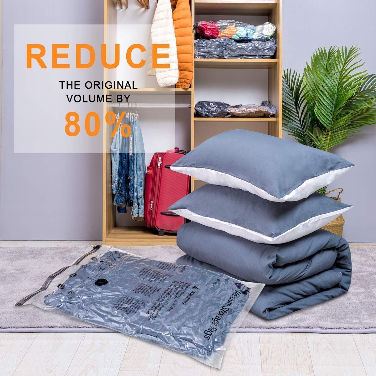 16 Pack Travel Vacuum Bags For Luggage,Carry-on Size Vacuum Seal Bags for Luggage and Suitcase Compression, Space Saver for Clothes and Clothing Organization