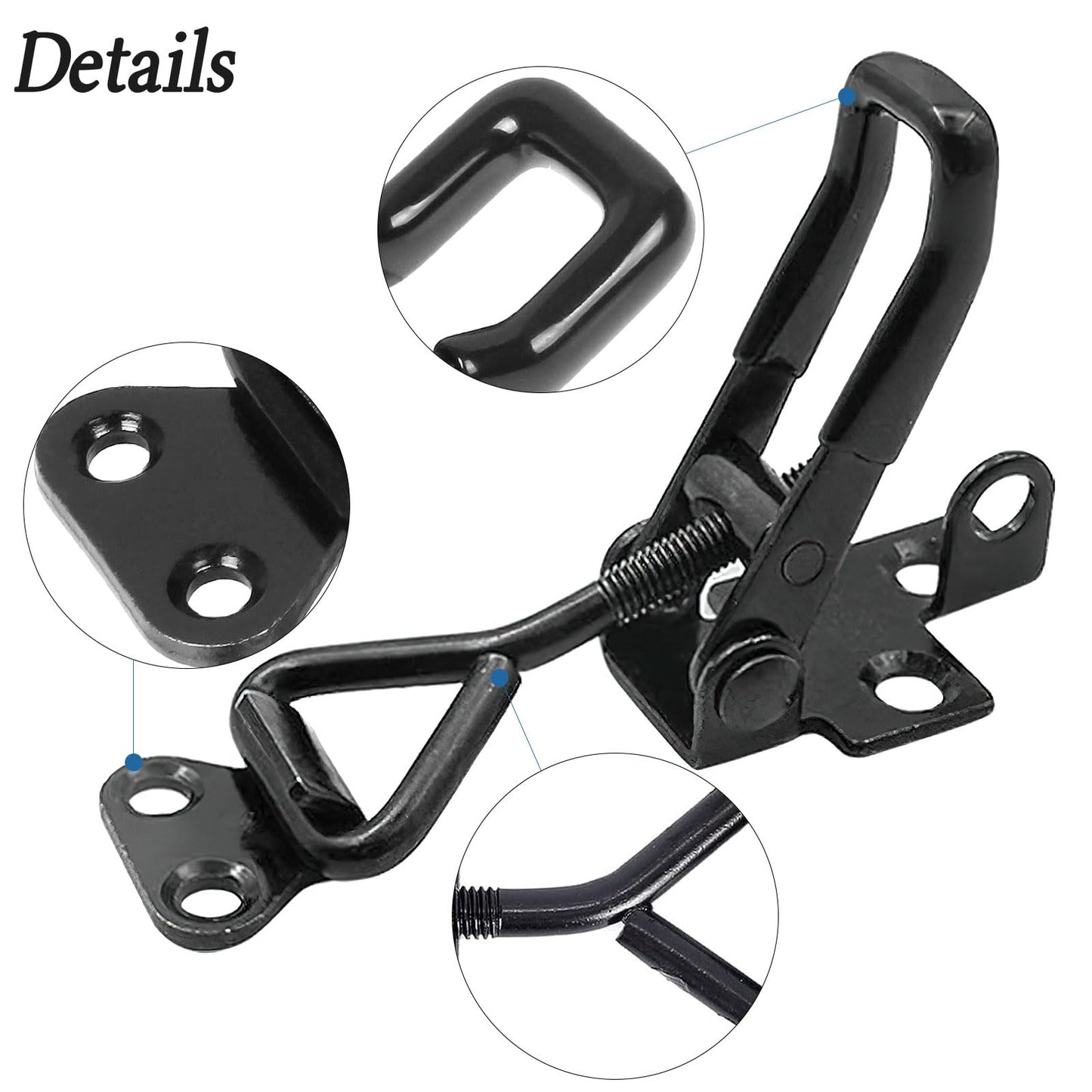 4Pack Adjustable Black Toggle Clamp Latch,(4003) Heavy Duty 1320 lbs Capacity Toggle Latch & Quick Release Metal Pull Latches, Easy to Install for Trunk Jig Smoker Door Tool Boxes